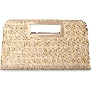 🆕Women Orange Vegan Leather Cut-Out Handle Evening Handbag Crossbody Party Bag